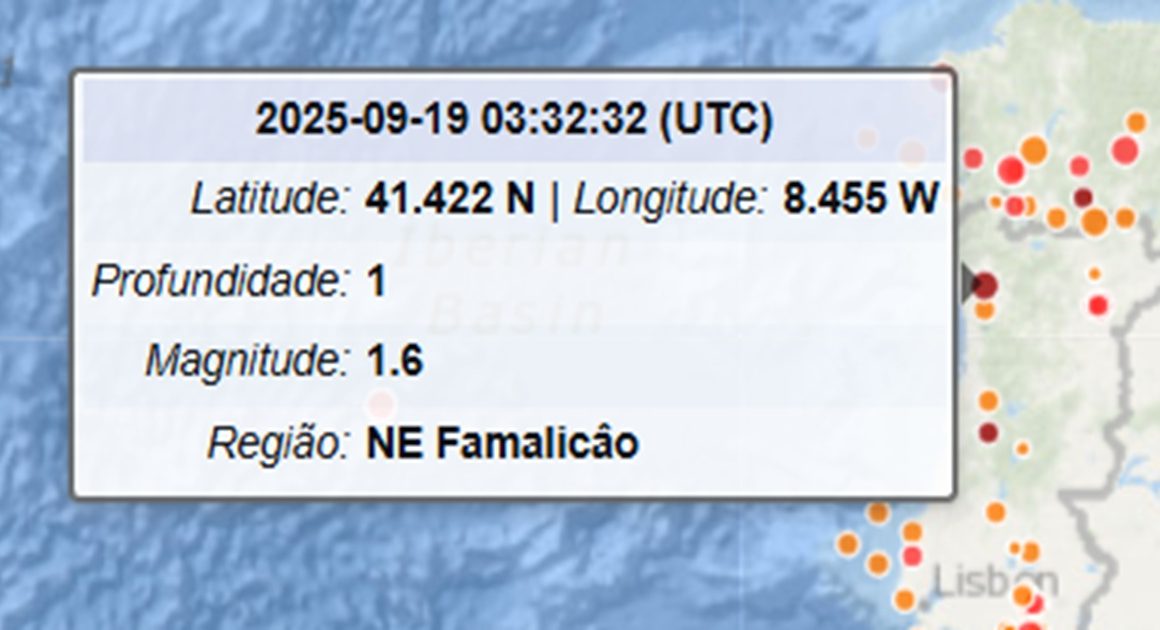 Sismo registado em famalicão