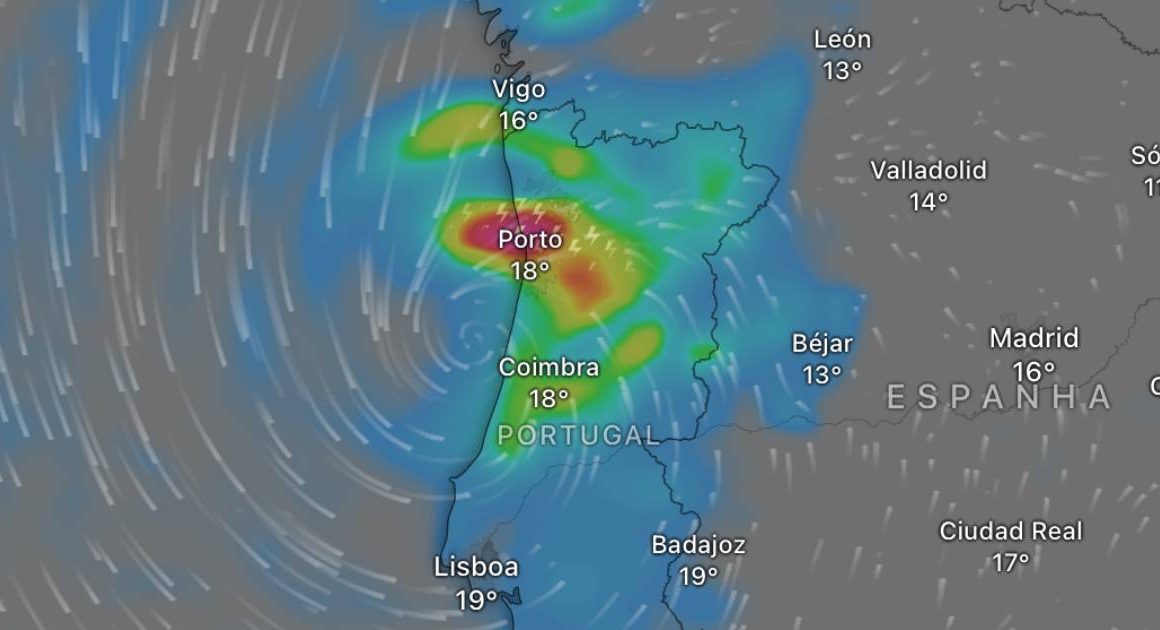 Gabrielle chega nas próximas horas ao minho. Madrugada começa com muita chuva