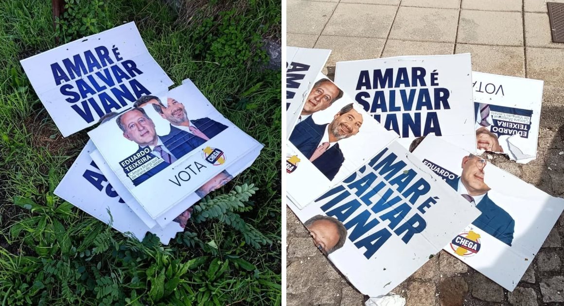 Chega denuncia cartazes vandalizados em viana